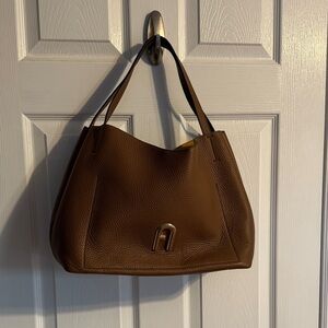 FURLA Elegant Brown Leather Shoulder Bag
